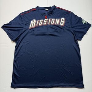 an Antonio Missions Warm-Up Shirt 1/4 Zip Mens Large Blue Baseball Short‎ Sleeve